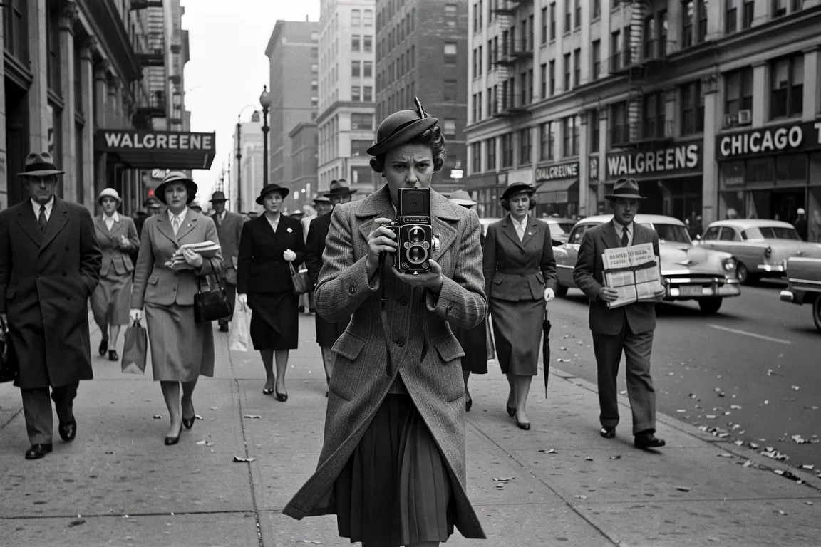 Autoportrait dans un miroir brisé, Vivian Maier, Chicago années 1950